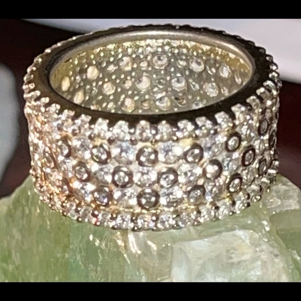 Sterling Silver 925 Gold Plated Cigar Band Size 8